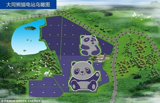 concept image of the panda solar farm in China
